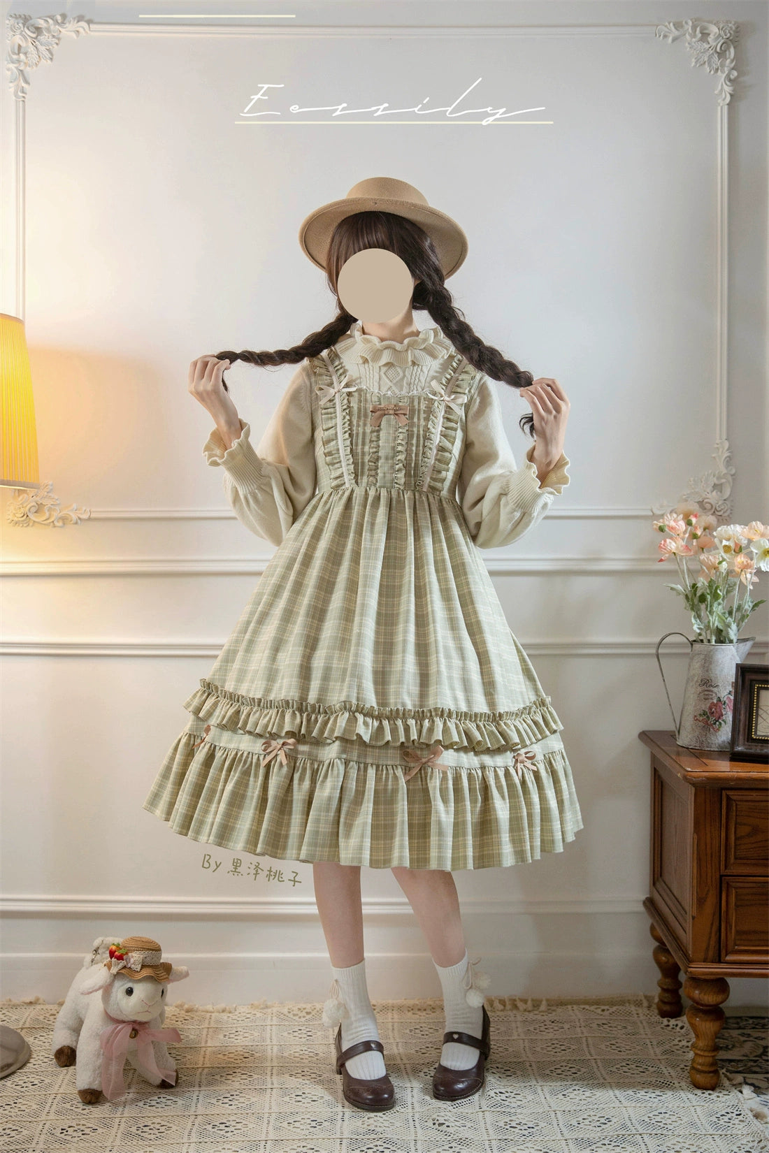 EESSILY - Green Fairy Tales - Classic Lolita Plaid JSK Plus Size Lolita Dress