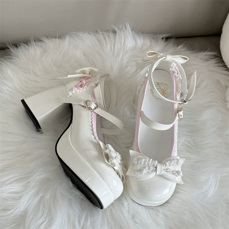 Jiangjiang Biscuit~Elegant Lolita High Heel Shoes Round Toe Low Cut