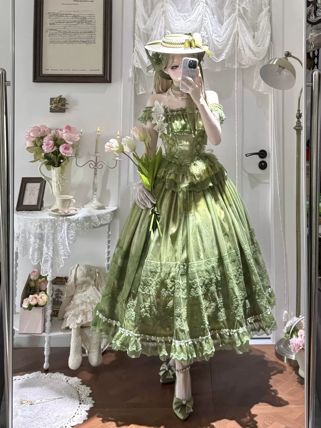 Hanguliang - Foggy Vineyard - Fishbone Classic Lolita Bodice, Maxi Skirt