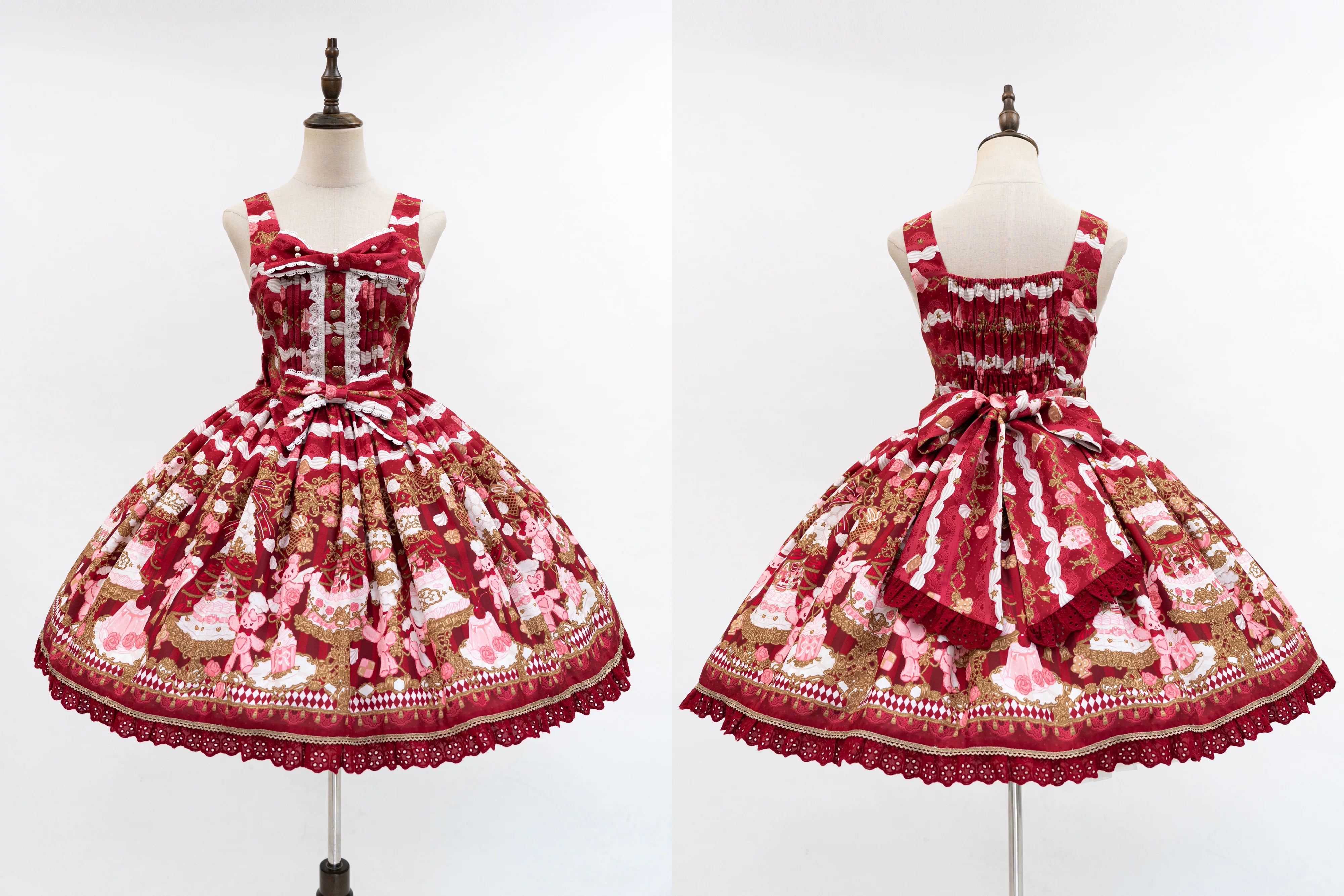 Sugar Festivaly - Kawaii Lolita JSK Dress, Cake & Bear Print 44540:811756