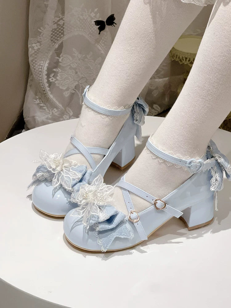 Spring Sakura - Wedding Sweet Lolita Heels Shoes, Floral Accent