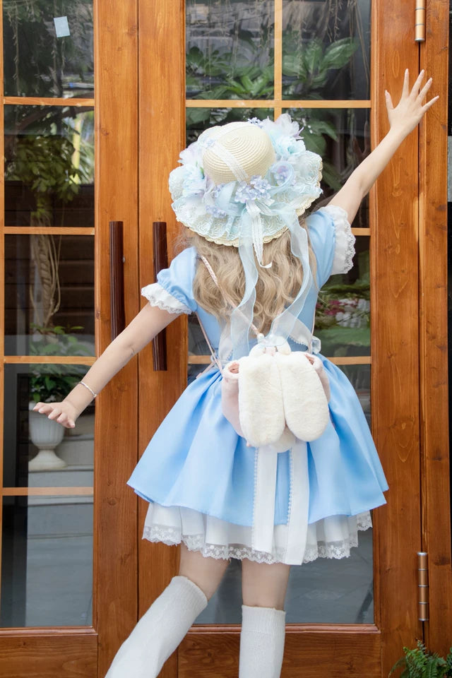 Daydream Whisper~Dream Doll~Plus Size Maid Lolita OP Suit Black and Blue Dress