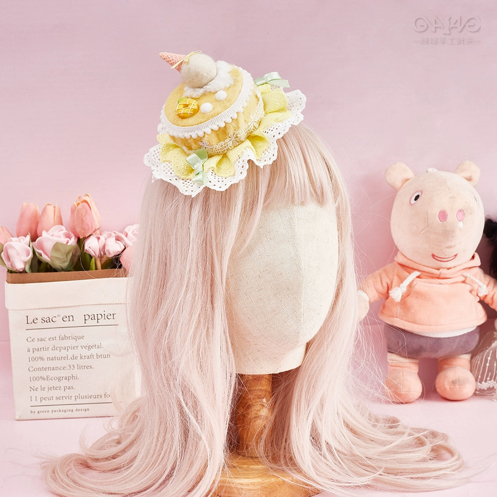 Handmade Sugar Time~Sweet Lolita Cake Hat Hair Accessory Chocolate Clip