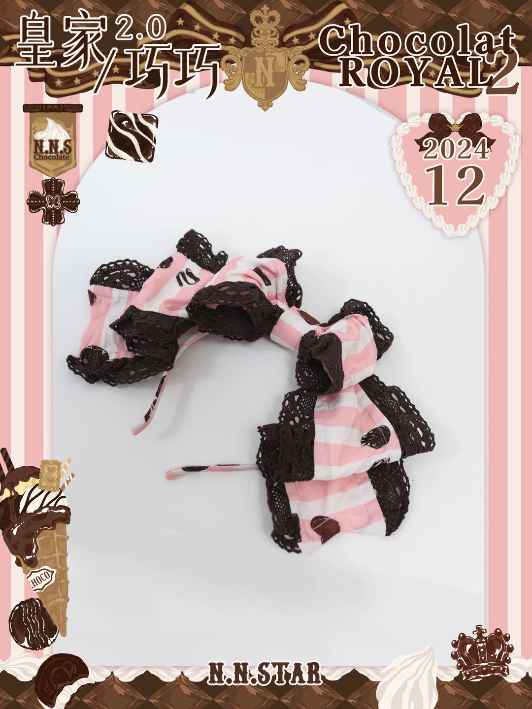 Nn Star~Royal Chocolate 2.0~Sweet Lolita Dress Suit Cute Print Lolita OP and JSK Pink print KC only S