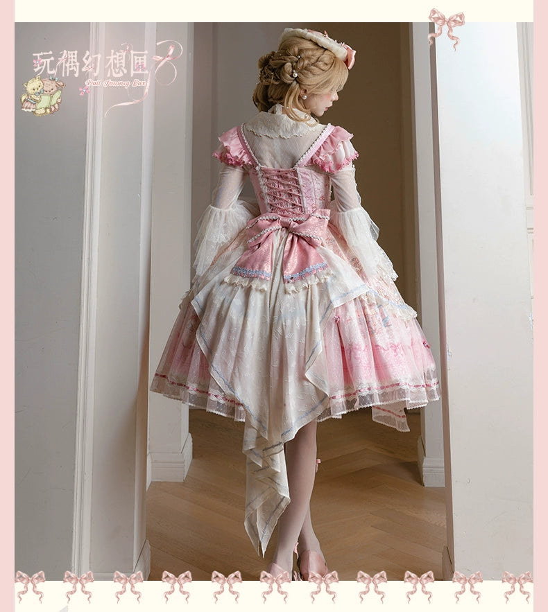 YingLuoFu - Doll Fantasy Box - Sweet Lolita JSK Dress & Tulle Blouse Set 44261:801480