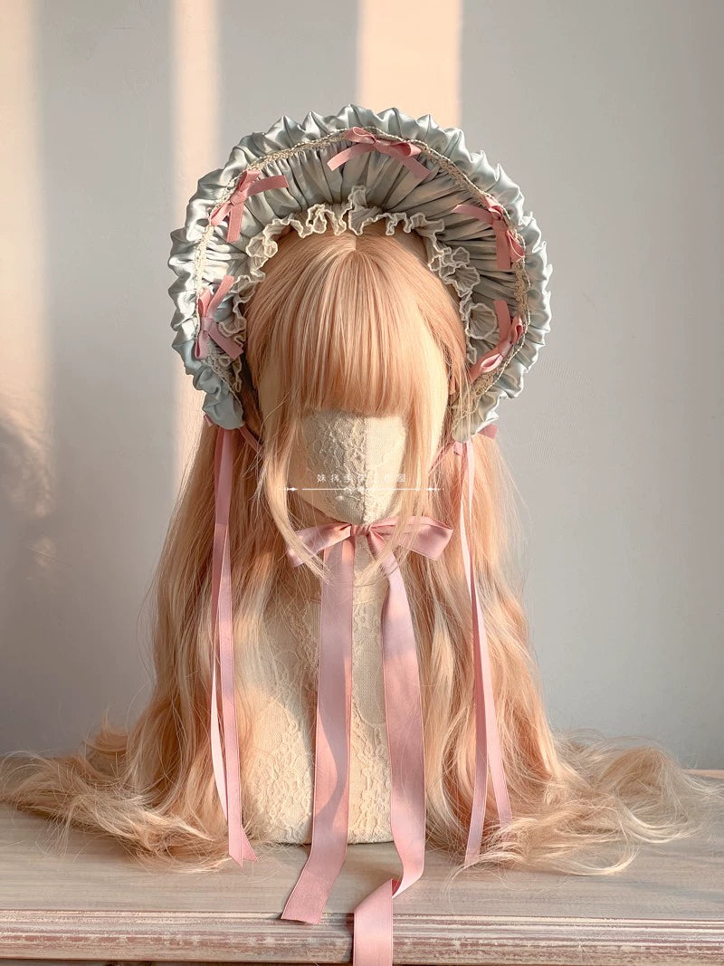 MAID~Elegent Lolita Bonnet Black Ribbon BNT   