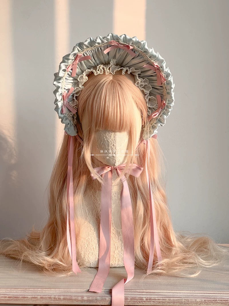 MAID~ Handmade Lolita Bonnet with Small Satin Ribbon   