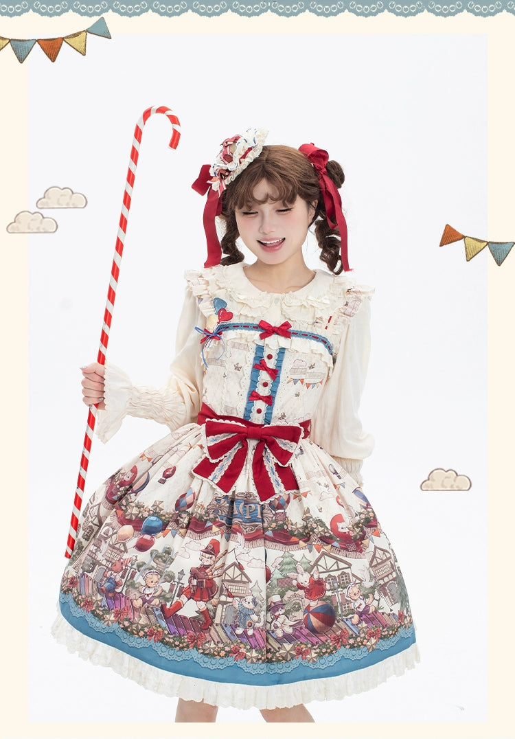 Urtto - Flower Street Parade - Kawaii Lolita JSK Dress, Circus Print