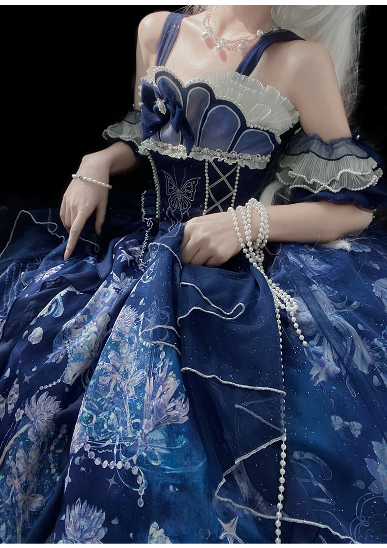 YingLuoFu~Original Elegant Lolita Blue Lolita JSK (L M S XL) 20110:281428