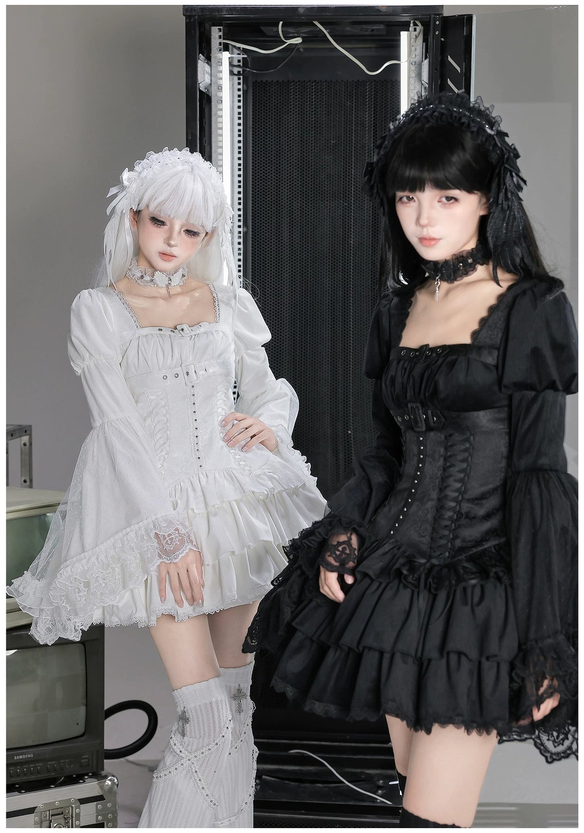 White Night Feather - Gothic Lolita OP Dress & Leg Warmers Set, Angel Cross Theme 46055:874002