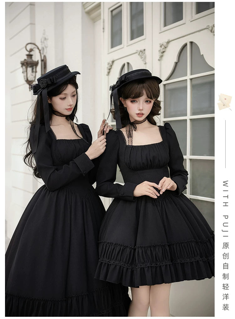 Audrey's Reply - Classic Lolita Square Neck OP, Detachable Embroidered Collar