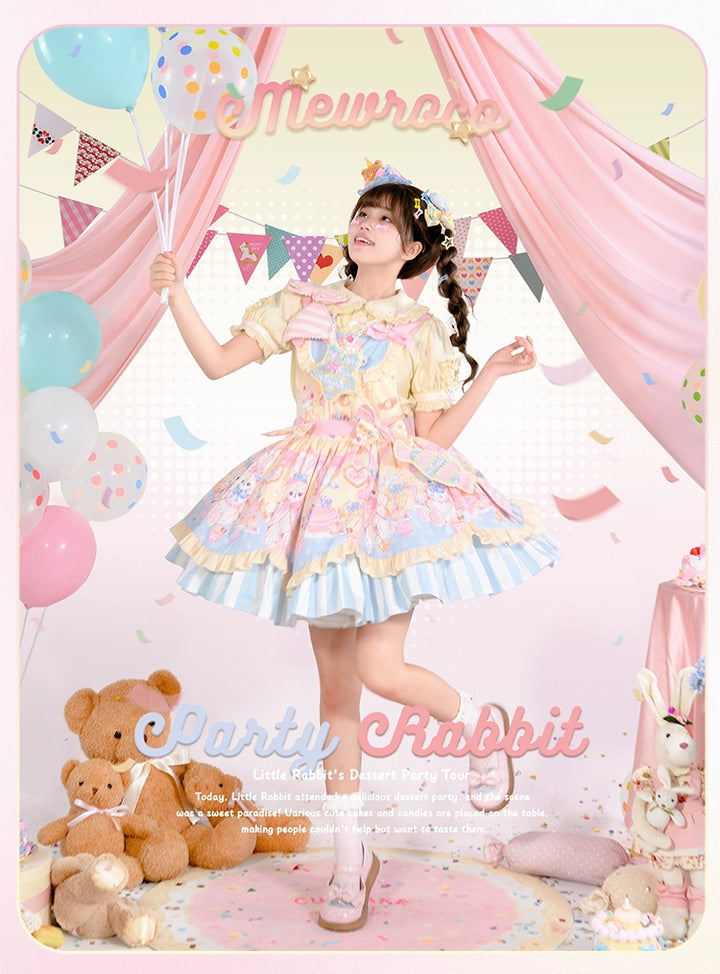 Mewroco~Party Bunny~Sweet Lolita Salopette Cute Daily Lolita Dress   