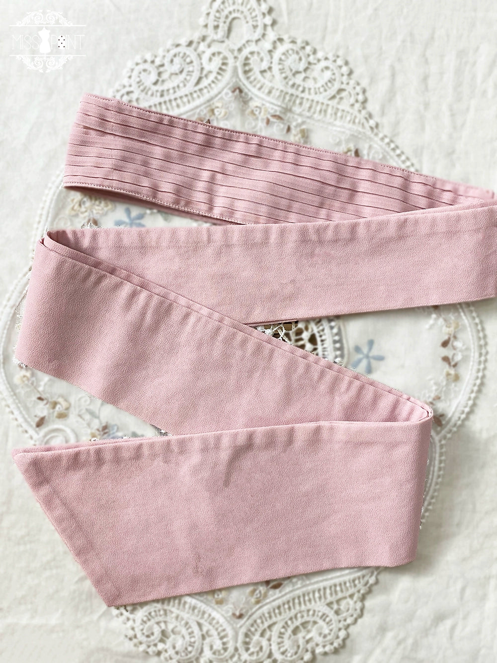 Miss Point - Sweet Lolita Accessories KC Hair Clip Brooch Waistband Cuffs Pink Pleated Waistband