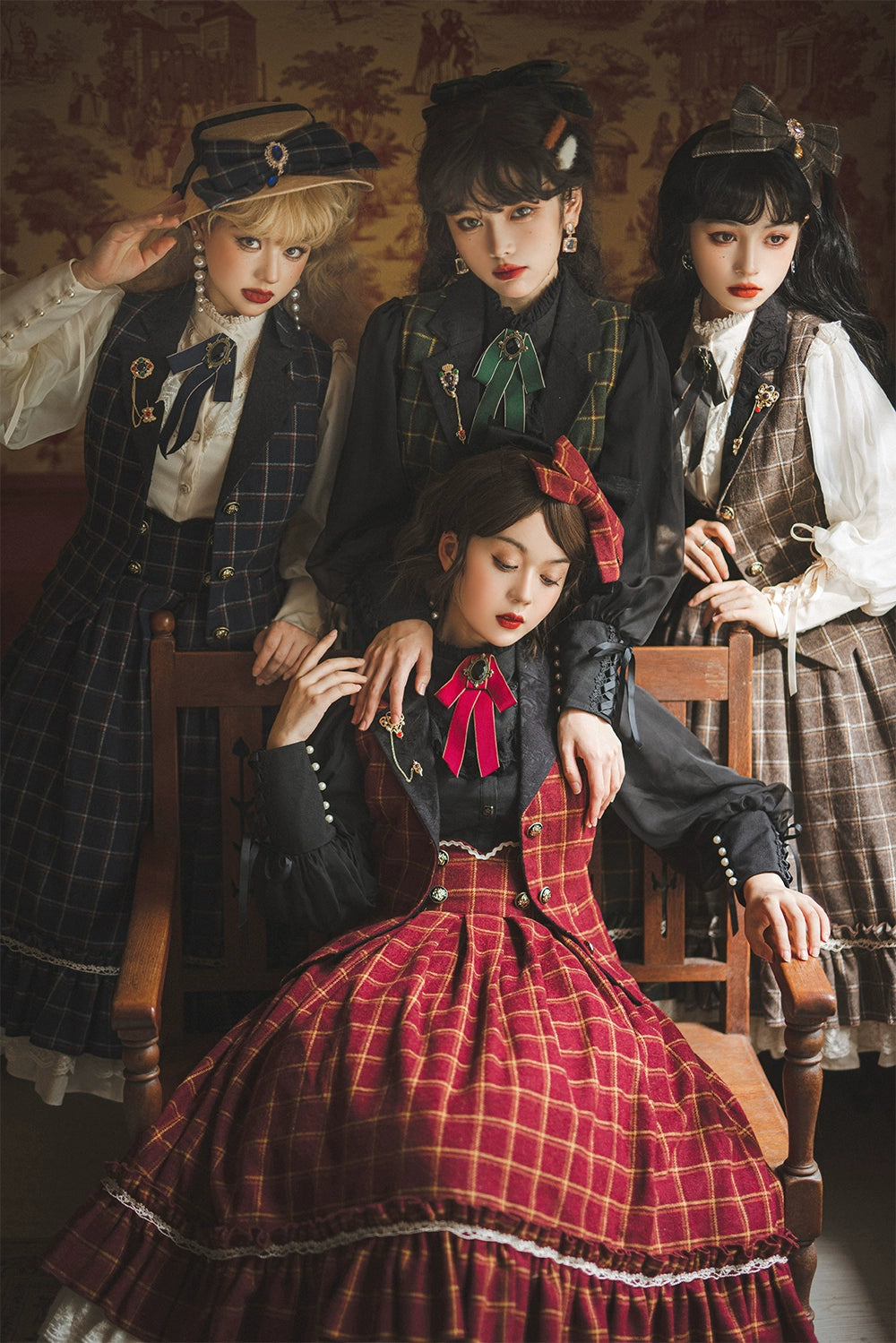 Miss Point - Rose - Elegant Lolita Pliad Print Vest Customized