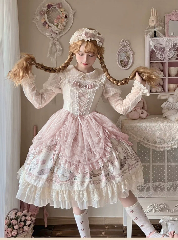 Sweet Date~Wedding Lolita Dress Bridal Elegant Retro JSK Daily Lolita Shirt   