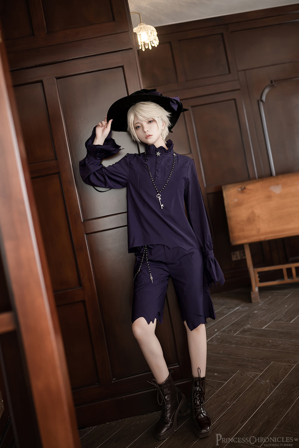 Princess Chronicles~Ouji Lolita Purple Shirt and Shorts   