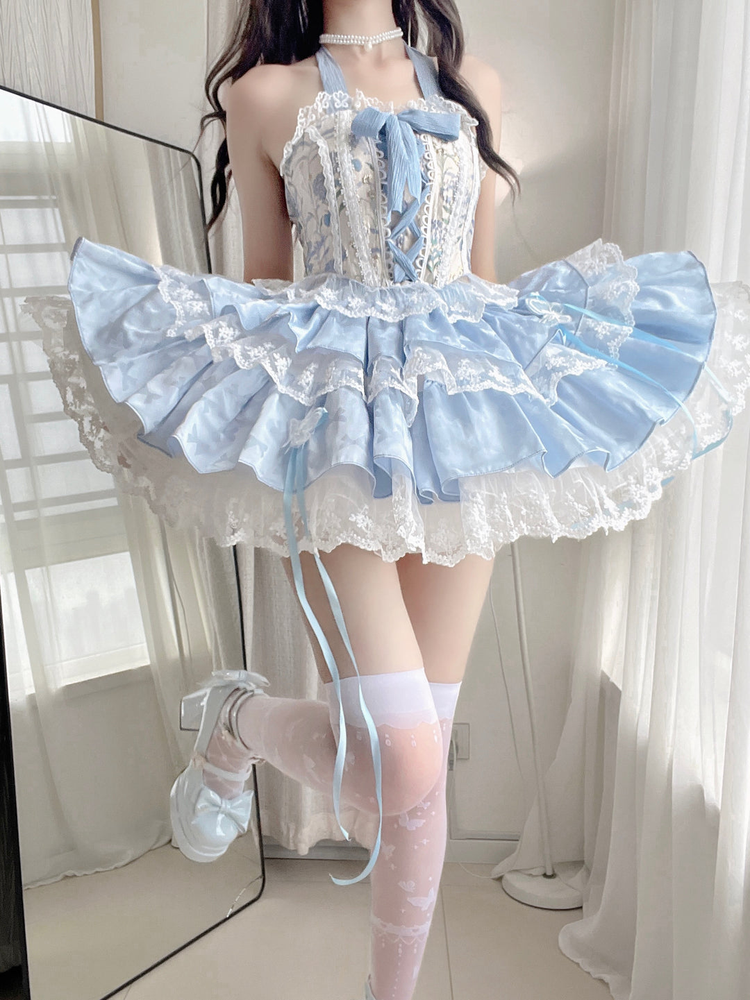 Qianmu~Endless Summer~Sweet Lolita Skirt Set with Ballet-Styled Bodice 42404:739181