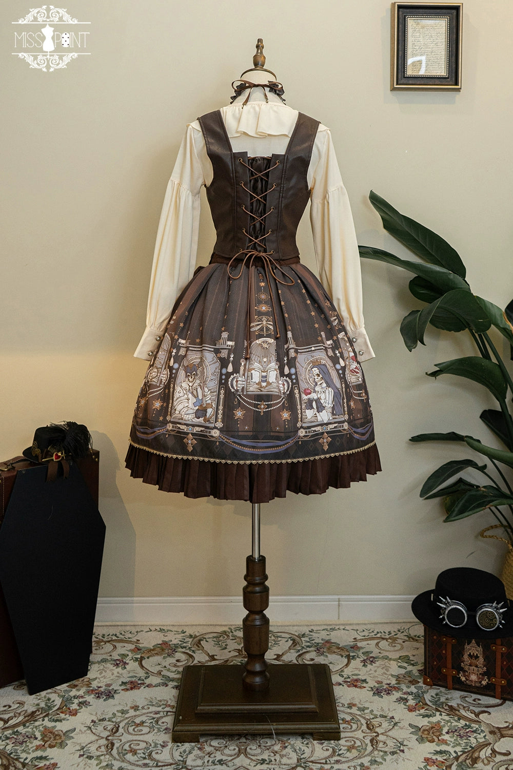 (BFM)Miss Point~Demon Hunting Notes~Gothic Lolita Cross Print Short Skirt   