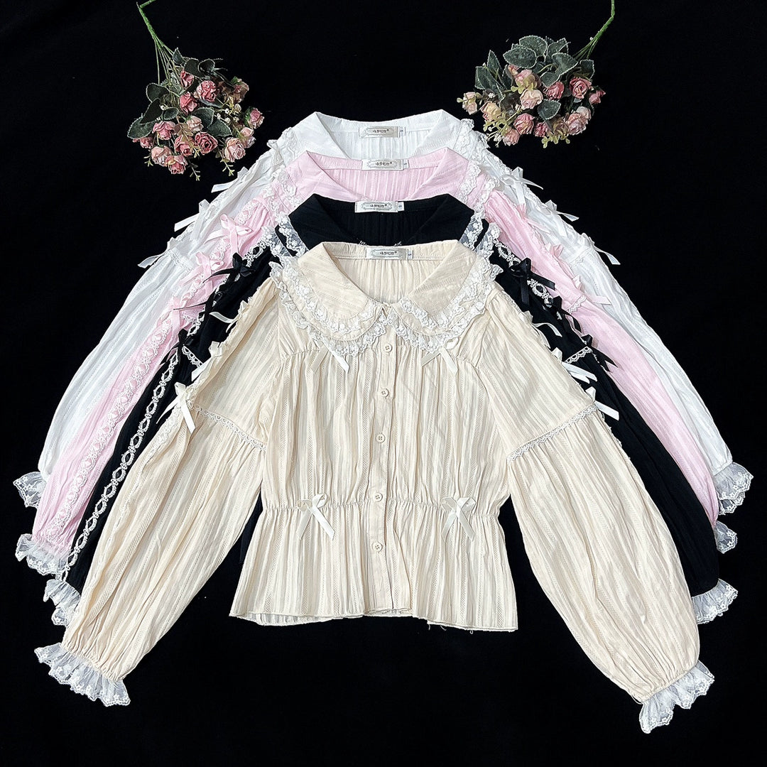 DMFS Lolita~Sweet Lolita Shirt Doll Collar Blouse High-waisted   