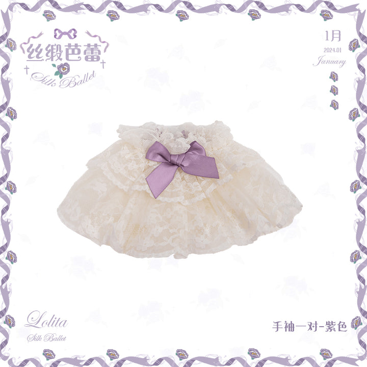 Mademoiselle Pearl~Silk Ballet~Wedding Lolita Veil Accessories Set A Pair of Cuffs(Purple)  
