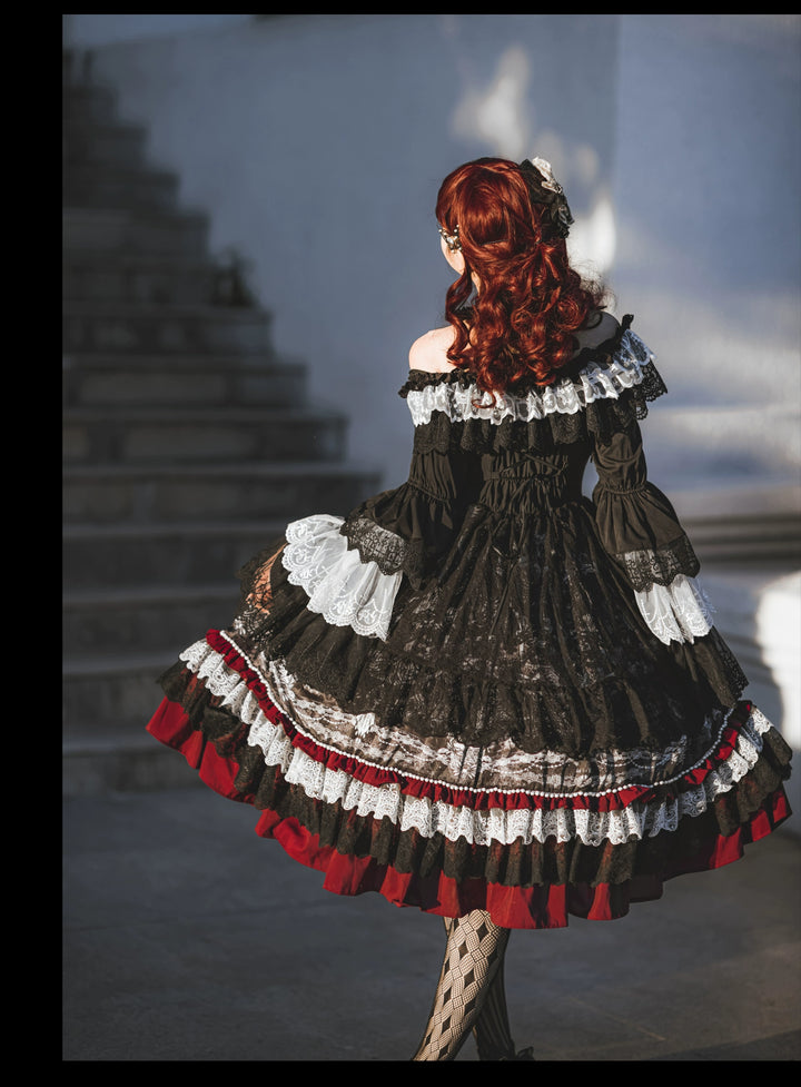 Alice in Wonderland~Undead Rider~Gothic Lolita OP Dress Winter Princess Sleeve Dress   