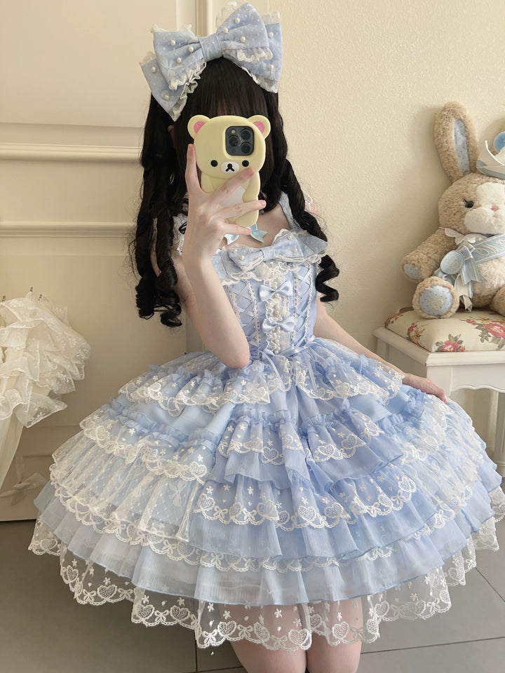 Sugar Girl~Love Overture~Sweet Lolita JSK Suit Tiered Ruffles Dress 40624:685348