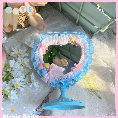 Bear Doll~Sweet Lolita Portable Students Mirror blue+mirror base  