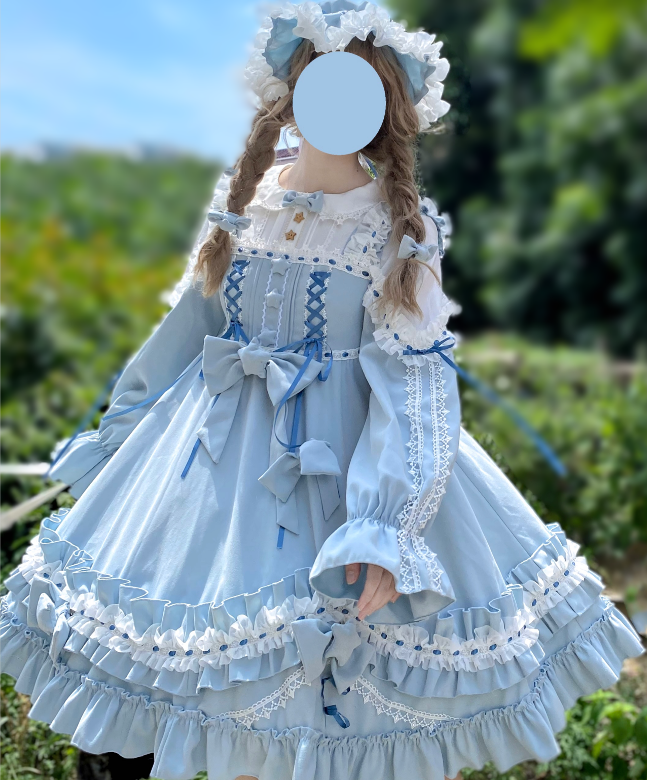 (BFM)Aurora Kiss~Daily Lolita OP Long Sleeve Winter Dress S Milk blue OP dress only 
