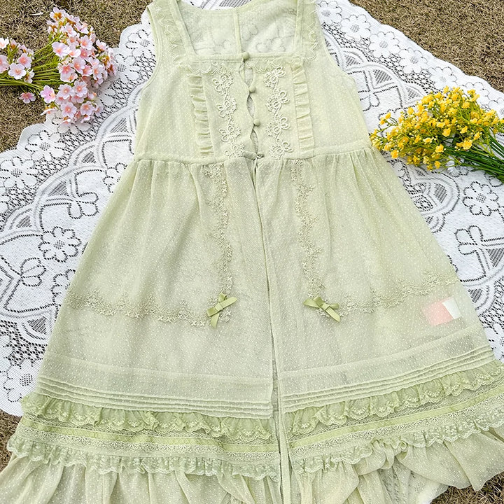 Flower and Pearl Box~Wild Flowers and Fragrant Grass~Country Lolita Dress Floral Print JSK and OP Dress Set 35380:486486