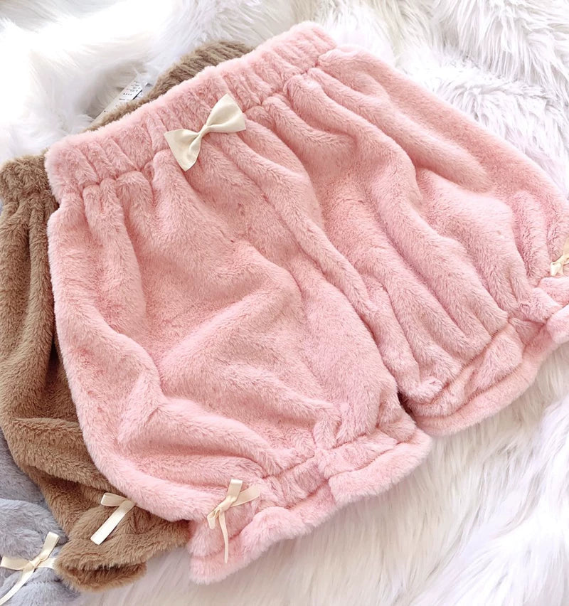 Winter Kawaii Lolita Plush Bloomers, Fleece-lined 46083:874232