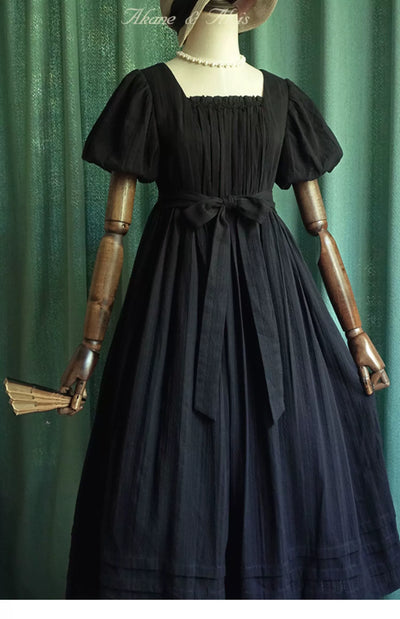 Akane Alois~White Night~Elegant Lolita Black High Waist Dress   