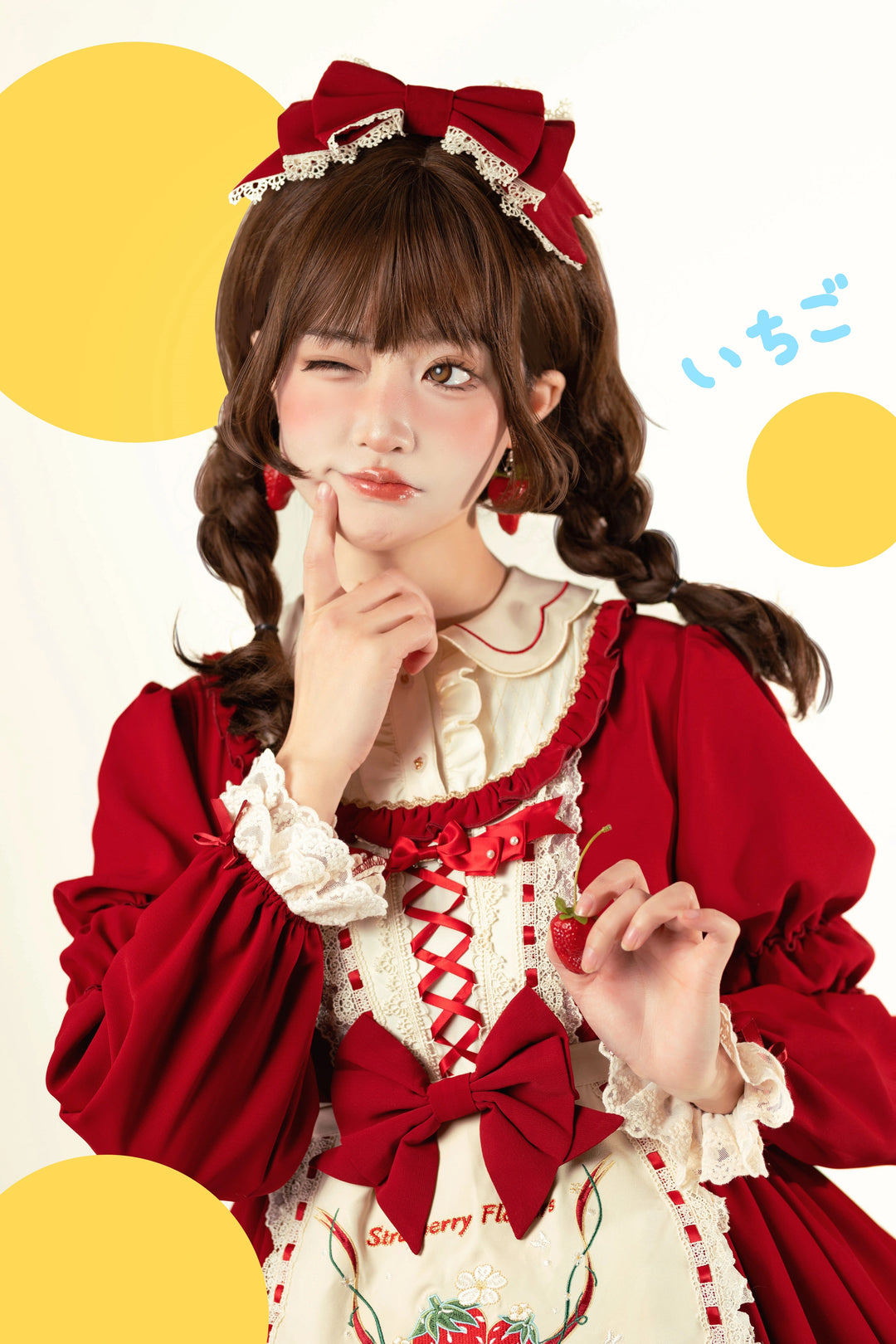 Strawberry Witch~Tochigi Girl~Sweet Lolita Strawberry Embroidered Dress   