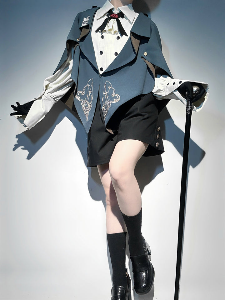 Designer's Gift~Narrative Poem~Ouji Lolita Shorts Suit with Shirt Cape and Vest