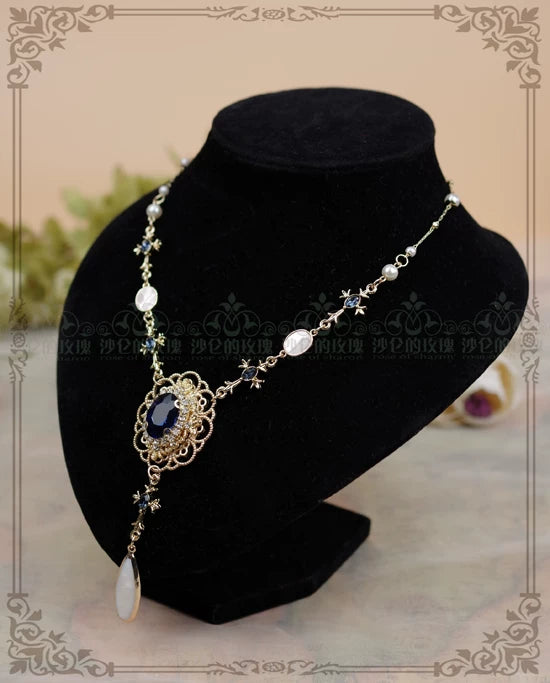 Classic Lolita Necklace & Earrings, Artificial Pearl Rhinestone