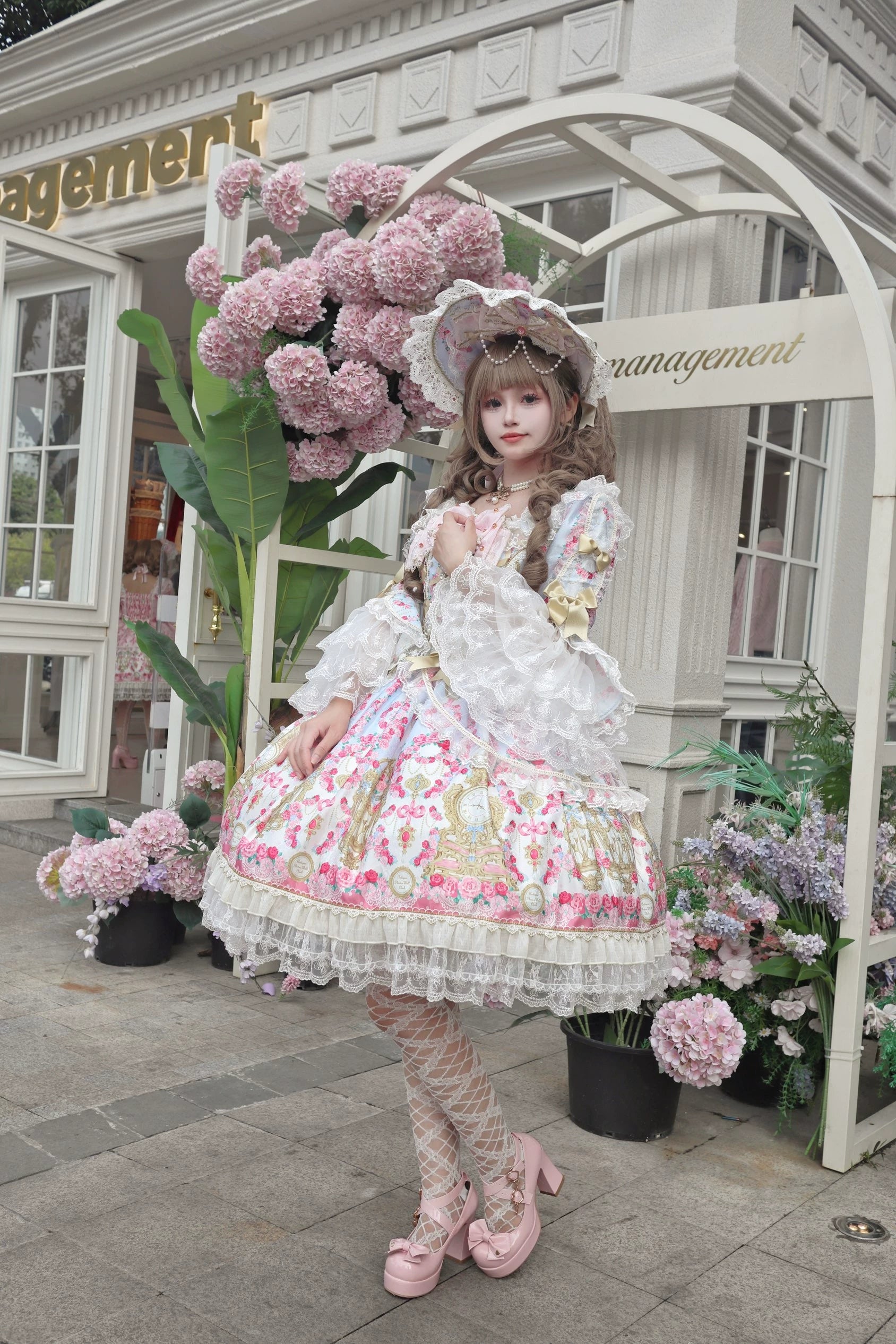 Rose Garden Prelude - Sweet Lolita OP Dress, Floral Printed