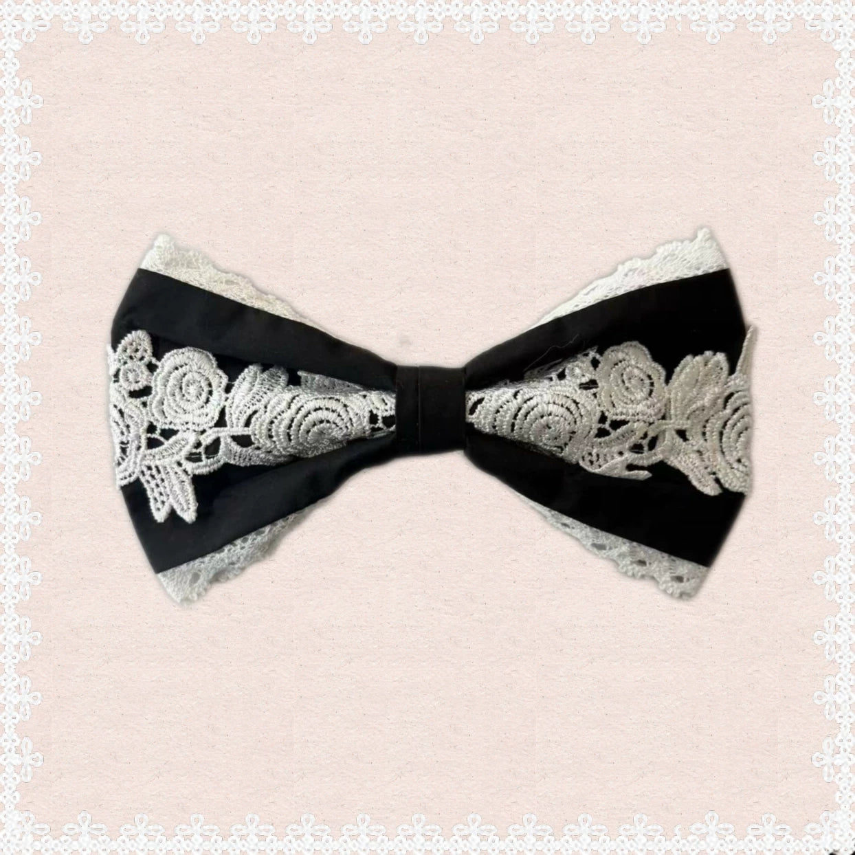 First Otome - Black Old School Lolita OP Dress, Lace Details One Hair Clip Only (one size/M) S
