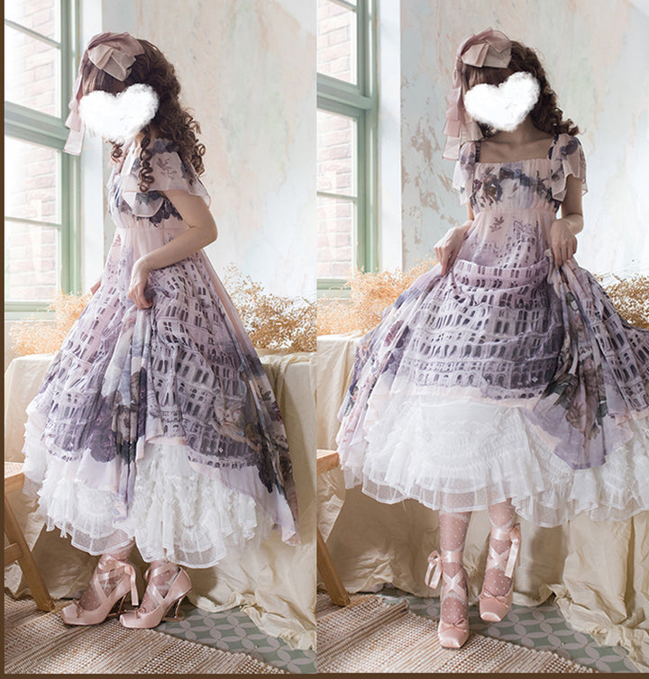 ThinkFly~Pleated Heart~Elegant Lolita Petticoat with Dotted Gauze Hem