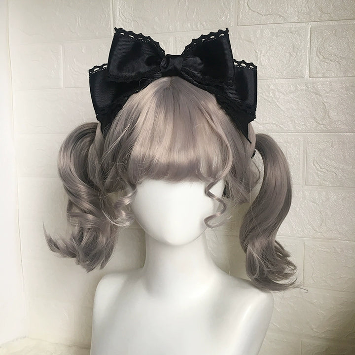 Qingyi Handmade~Sweet Lolita KC Multicolor Bow Lolita Headwear Pure black  