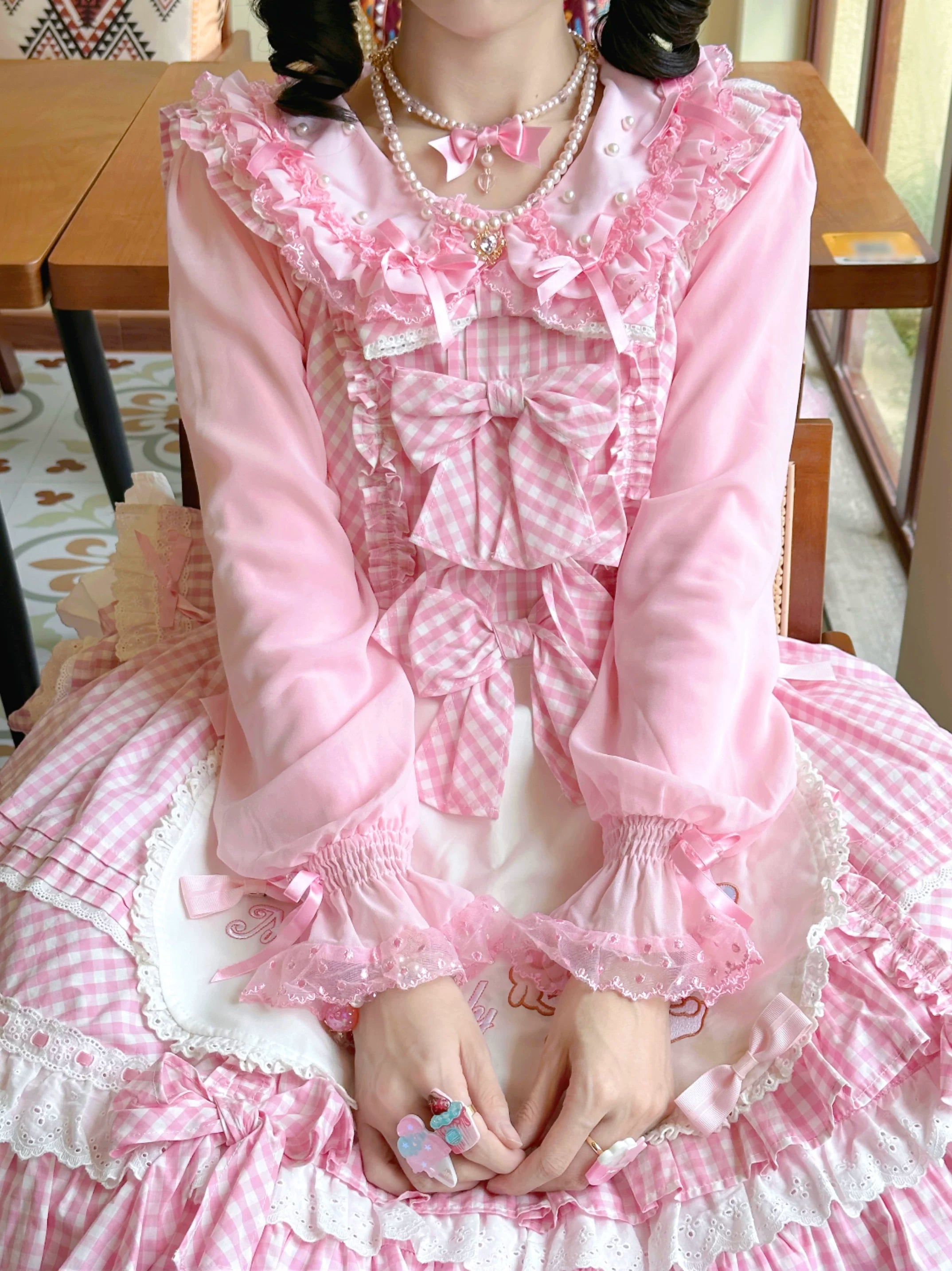 Sea Coconut - Cotton Old School Lolita Peter Pan Collar Blouse with Lace