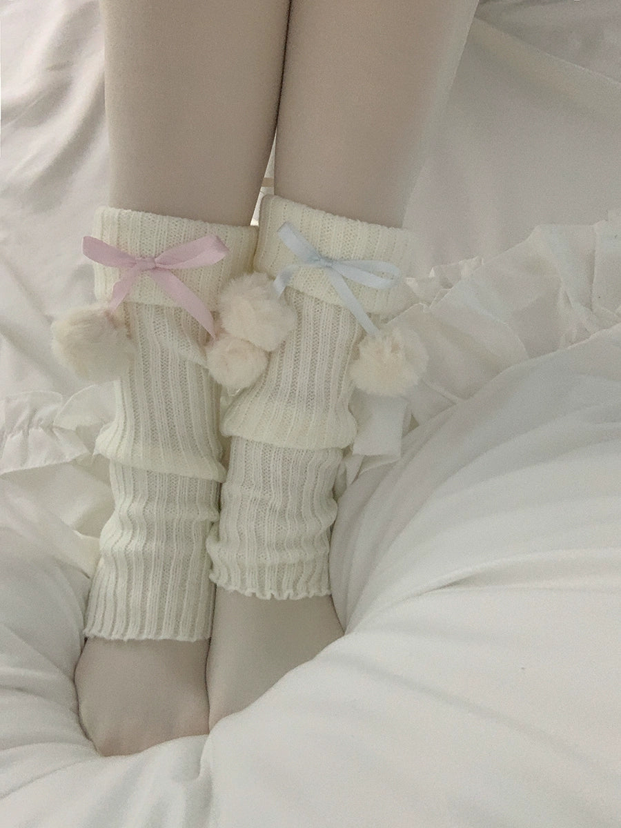 Roji roji~Sweet Cotton Lolita Ankle Socks Bow Leg Warmer Loose Socks   