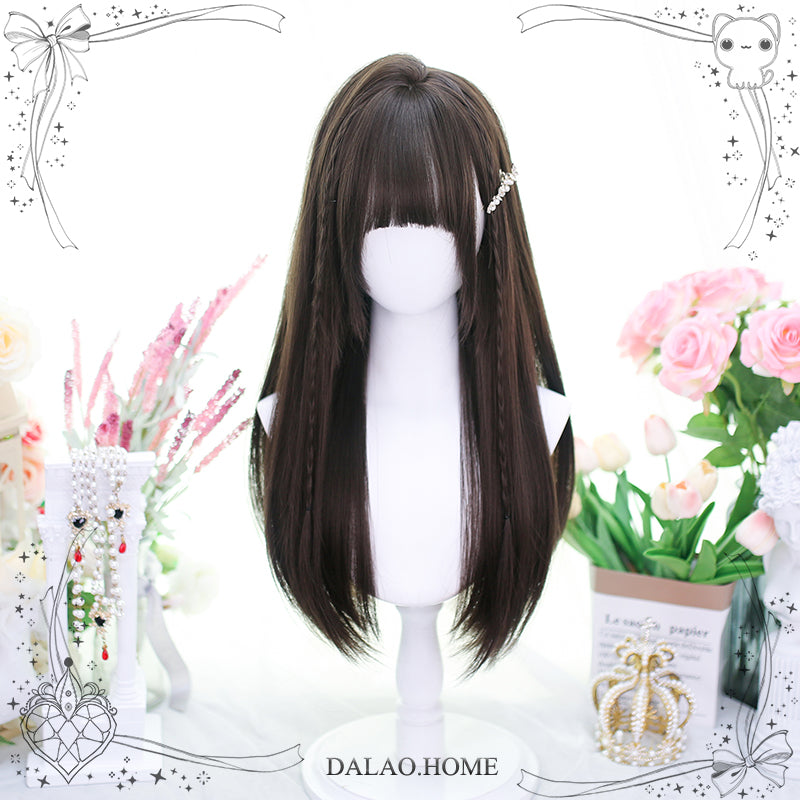 Dalao~Daily Lolita Wig Long Curly Various Styles Ins KOL Wig 2083 Cold Brown Temples Version  