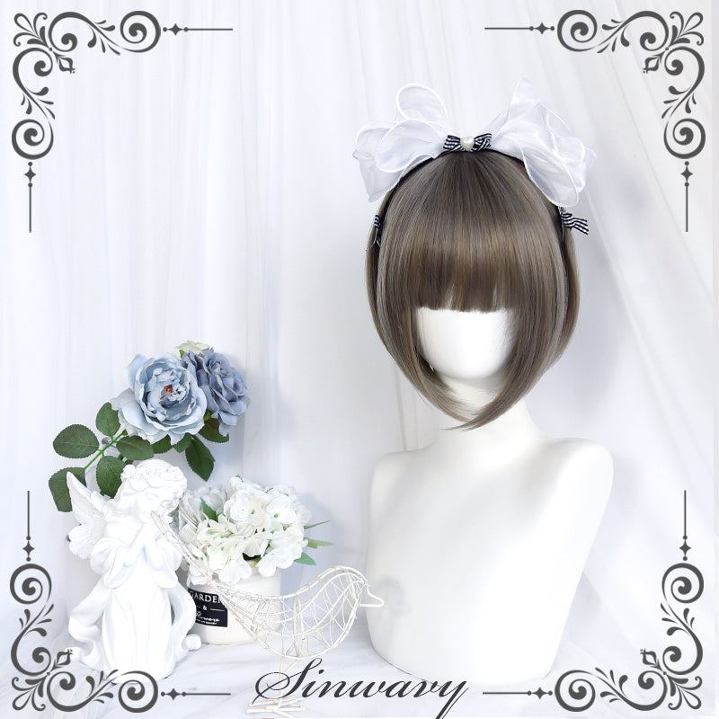 Sinwavy~Pandora's Box~Lolita Short Wig with Cute Double Ponytails flaxen gray - short wig  