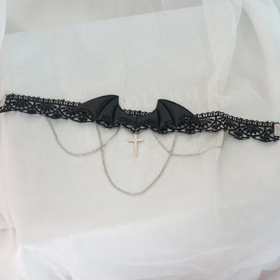 MaoJiang Handmade~Gothic Lolita Maid Headdress and Choker black wings choker  