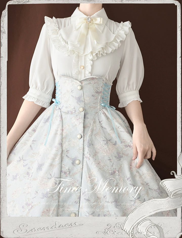 Time Memory~Earl Girl~Chiffon Classic Lolita Shirt with Mid-Length Mutton Sleeves