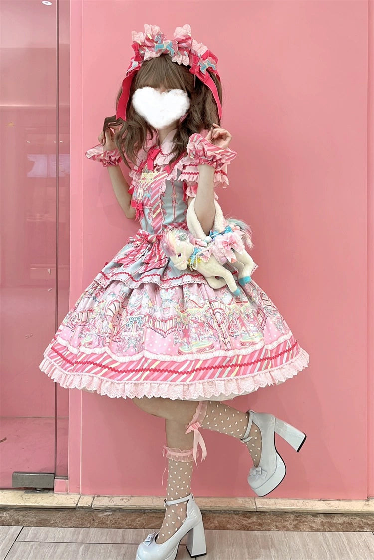 (Buyforme)Letters from Unknown Star~Candy Park Salopette Sweet Lolita Jumper Dress Set