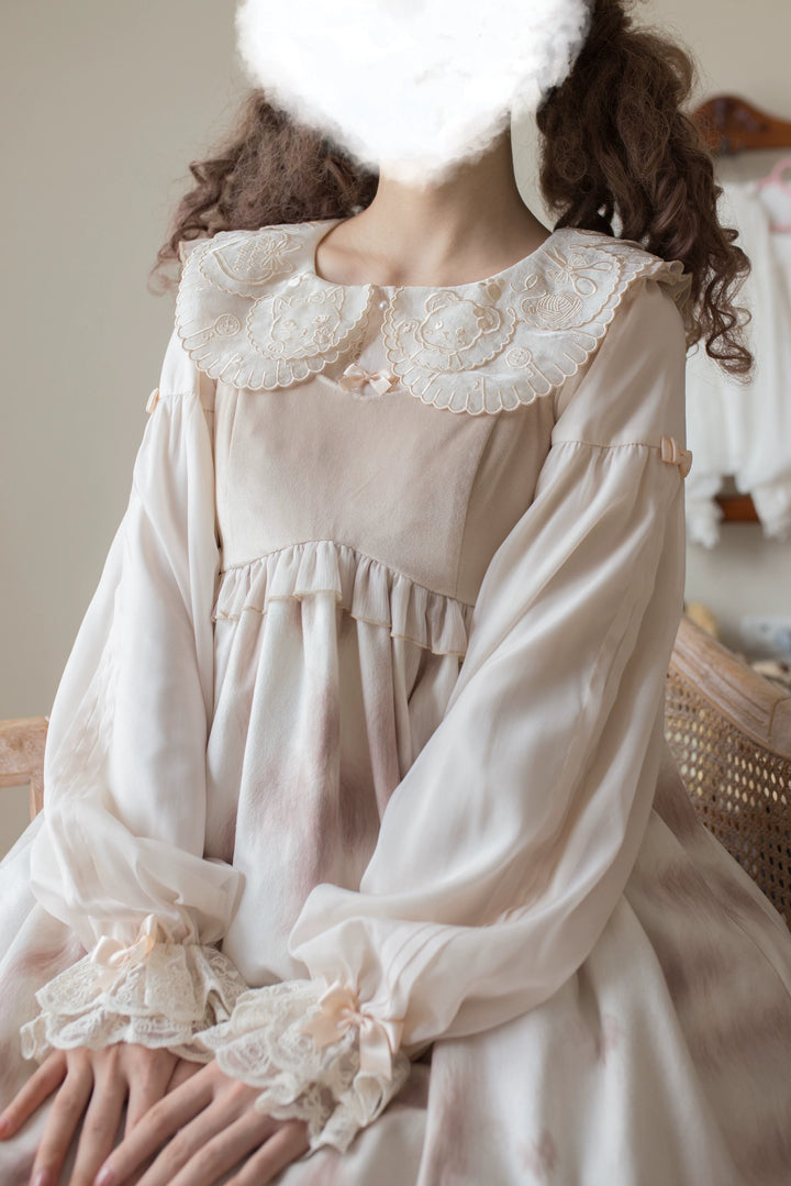 Flower Banquet~Sweet Lolita Blouse Embroidered Shirt with Long Sleeve   