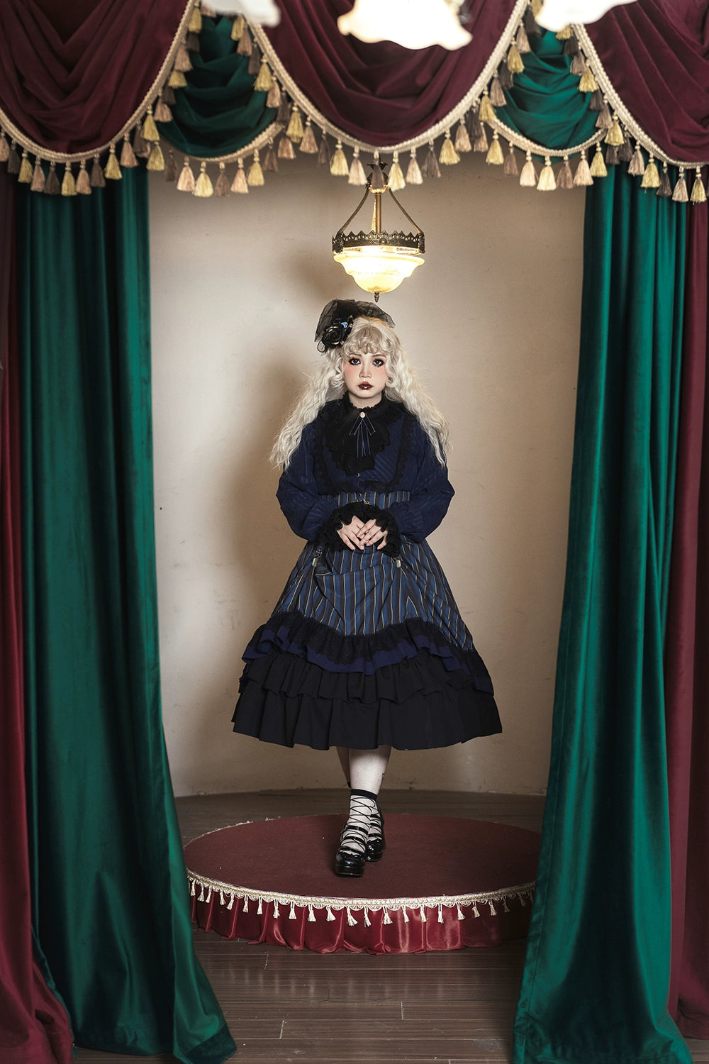 (Buyforme)Miss Point~Customized Lolita Elegant Striped High Waisted Fishbone SK   