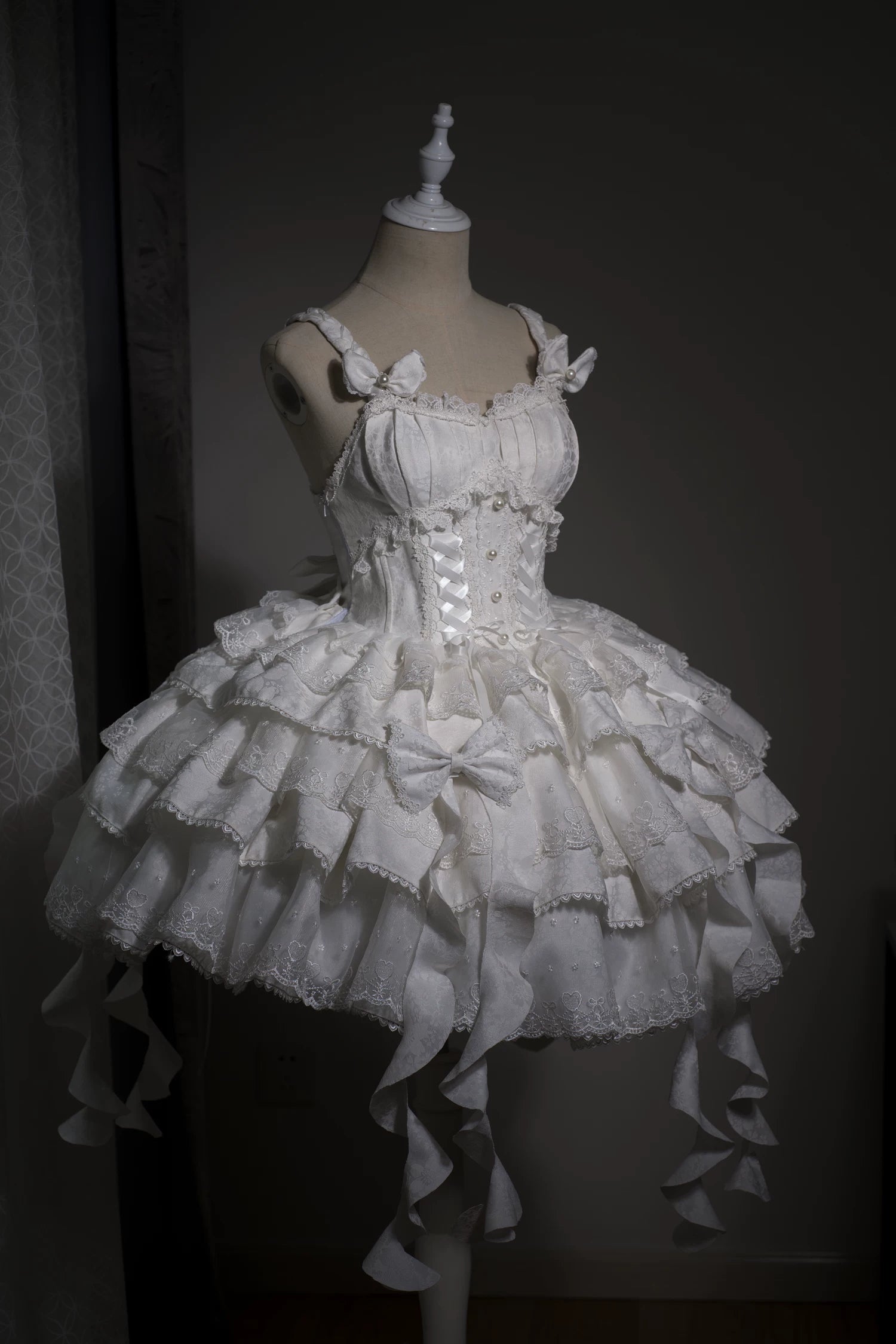 Mori Isle - Solid Gothic Lolita JSK Dress, Embroidered Lace 45658:857777