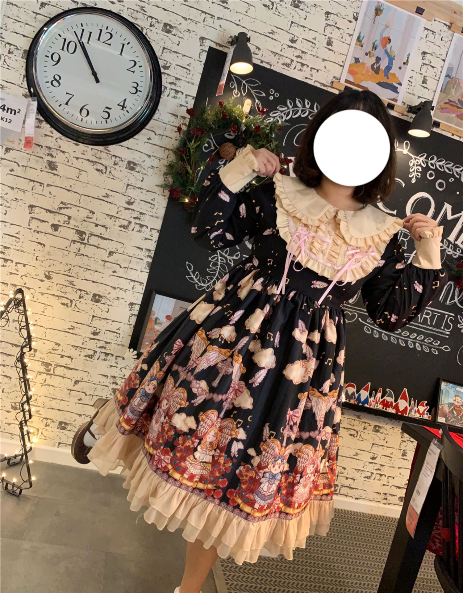 Niu Niu - Heavenly Movement - Plus Size Lolita OP Dress Vintage Long Sleeve