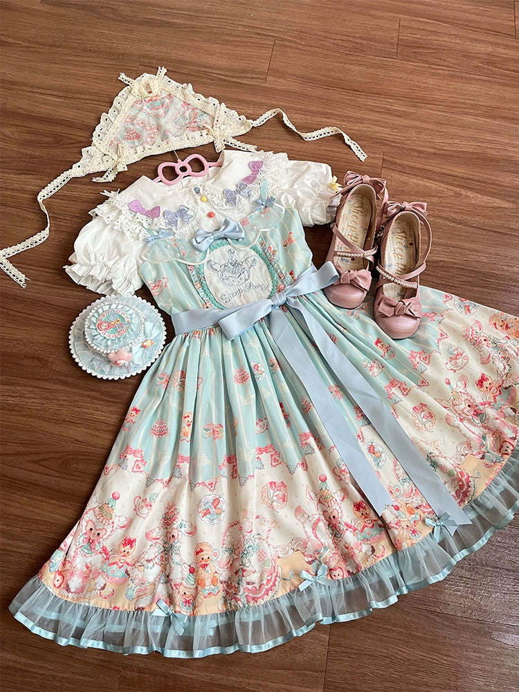 NanShengGe - Sheep Party - Sweet Lolita Jumper Dress Print SK M Blue JSK